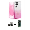 MARSİLYAN™- Galaxy S24 Ultra Kılıf Eksen Minimal Özel Seri - Şeffaf 360 Full Body Arka Koruyucu + PVD Metal Kamera Lens - GD