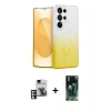 MARSİLYAN™- Galaxy S24 Ultra Kılıf Eksen Minimal Özel Seri - Şeffaf 360 Full Body Arka Koruyucu + PVD Metal Kamera Lens - PE