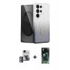 MARSİLYAN™- Galaxy S24 Ultra Kılıf Eksen Minimal Özel Seri - Şeffaf 360 Full Body Arka Koruyucu + PVD Metal Kamera Lens - PE