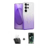 MARSİLYAN™- Galaxy S24 Ultra Kılıf Eksen Minimal Özel Seri - Siyah 360 Mat Full Body Arka Koruyucu + Kamera Lens Koruma Cam - SF