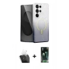 MARSİLYAN™- Galaxy S24 Ultra Kılıf Eksen Minimal Özel Seri - Siyah 360 Mat Full Body Arka Koruyucu + Kamera Lens Koruma Cam - SF