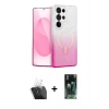 MARSİLYAN™- Galaxy S24 Ultra Kılıf Eksen Minimal Özel Seri - Siyah 360 Mat Full Body Arka Koruyucu + Kamera Lens Koruma Cam - SF