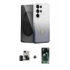 MARSİLYAN™- Galaxy S24 Ultra Kılıf Eksen Minimal Özel Seri - Siyah 360 Mat Full Body Arka Koruyucu + PVD Metal Kamera Lens - SH