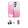 MARSİLYAN™- Galaxy S24 Ultra Kılıf Eksen Minimal Özel Seri - Siyah AutoKit 5in1 Fiber Hayalet Polymer Nano Ekran Koruyucu + PVD Metal Kamera Lens - DNMR