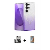 MARSİLYAN™- Galaxy S24 Ultra Kılıf Eksen Minimal Özel Seri - Siyah AutoKit 5in1 Fiber Hayalet Polymer Nano Ekran Koruyucu + PVD Metal Kamera Lens - DNMR