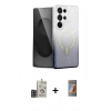 MARSİLYAN™- Galaxy S24 Ultra Kılıf Eksen Minimal Özel Seri - Siyah AutoKit 5in1 Fiber Hayalet Polymer Nano Ekran Koruyucu + Bilvis Titan Kamera Lens - GD