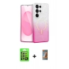 MARSİLYAN™- Galaxy S24 Ultra Kılıf Eksen Minimal Özel Seri - Siyah AutoKit 5in1 Fiber Hayalet Polymer Nano Ekran Koruyucu + Raze Metal Kamera Lens - GS