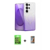 MARSİLYAN™- Galaxy S24 Ultra Kılıf Eksen Minimal Özel Seri - Siyah AutoKit 5in1 Fiber Hayalet Polymer Nano Ekran Koruyucu + Raze Metal Kamera Lens - GS