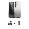 MARSİLYAN™- Galaxy S24 Ultra Kılıf Eksen Minimal Özel Seri - Siyah AutoKit 5in1 Fiber Hayalet Polymer Nano Ekran Koruyucu + PVD Metal Kamera Lens - DNMR
