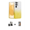 MARSİLYAN™- Galaxy S24 Ultra Kılıf Eksen Minimal Özel Seri - Siyah AutoKit 5in1 Fiber Hayalet Polymer Nano Ekran Koruyucu + PVD Metal Kamera Lens - DNMR