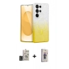 MARSİLYAN™- Galaxy S24 Ultra Kılıf Eksen Minimal Özel Seri - Siyah Bilvis 3D Cam Ekran Koruyucu + Bilvis Titan Kamera Lens - SH