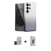 MARSİLYAN™- Galaxy S24 Ultra Kılıf Eksen Minimal Özel Seri - Siyah Bilvis 3D Cam Ekran Koruyucu + Bilvis Titan Kamera Lens - SH
