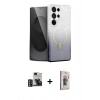 MARSİLYAN™- Galaxy S24 Ultra Kılıf Eksen Minimal Özel Seri - Siyah Bilvis 3D Cam Ekran Koruyucu + PVD Metal Kamera Lens - GD