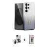 MARSİLYAN™- Galaxy S24 Ultra Kılıf Eksen Minimal Özel Seri - Siyah Bilvis 3D Cam Ekran Koruyucu + PVD Metal Kamera Lens - PE