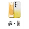 MARSİLYAN™- Galaxy S24 Ultra Kılıf Eksen Minimal Özel Seri - Siyah Bilvis 3D Cam Ekran Koruyucu + PVD Metal Kamera Lens - PE