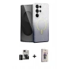 MARSİLYAN™- Galaxy S24 Ultra Kılıf Eksen Minimal Özel Seri - Siyah Bilvis 3D Cam Ekran Koruyucu + PVD Metal Kamera Lens - SH