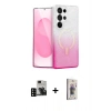 MARSİLYAN™- Galaxy S24 Ultra Kılıf Eksen Minimal Özel Seri - Siyah Bilvis 3D Cam Ekran Koruyucu + PVD Metal Kamera Lens - SH