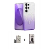 MARSİLYAN™- Galaxy S24 Ultra Kılıf Eksen Minimal Özel Seri - Siyah Bilvis Hayalet Cam Ekran Koruyucu + Bilvis Titan Kamera Lens - DNMR
