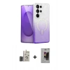 MARSİLYAN™- Galaxy S24 Ultra Kılıf Eksen Minimal Özel Seri - Siyah Bilvis Hayalet Cam Ekran Koruyucu + Bilvis Titan Kamera Lens - DNMR