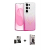 MARSİLYAN™- Galaxy S24 Ultra Kılıf Eksen Minimal Özel Seri - Siyah Bilvis Hayalet Cam Ekran Koruyucu + PVD Metal Kamera Lens - GD