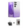 MARSİLYAN™- Galaxy S24 Ultra Kılıf Eksen Minimal Özel Seri - Siyah Bilvis Hayalet Cam Ekran Koruyucu + Kamera Lens Koruma Cam - SF