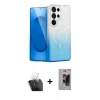 MARSİLYAN™- Galaxy S24 Ultra Kılıf Eksen Minimal Özel Seri - Siyah Bilvis Hayalet Cam Ekran Koruyucu + Kamera Lens Koruma Cam - SF