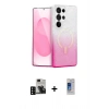 MARSİLYAN™- Galaxy S24 Ultra Kılıf Eksen Minimal Özel Seri - Siyah Durable Full Glue Curved Cam + PVD Metal Kamera Lens - SH