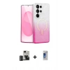 MARSİLYAN™- Galaxy S24 Ultra Kılıf Eksen Minimal Özel Seri - Siyah Durable Full Glue Curved Hayalet Cam + Derin Mor PVD Metal Kamera Lens