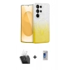 MARSİLYAN™- Galaxy S24 Ultra Kılıf Eksen Minimal Özel Seri - Siyah Durable Full Glue Curved Hayalet Cam + Kamera Lens Koruma Cam - SF