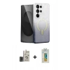 MARSİLYAN™- Galaxy S24 Ultra Kılıf Eksen Minimal Özel Seri - Siyah Polymer Nano Ekran Koruyucu + Bilvis Titan Kamera Lens - SH
