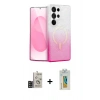 MARSİLYAN™- Galaxy S24 Ultra Kılıf Eksen Minimal Özel Seri - Siyah Polymer Nano Ekran Koruyucu + Bilvis Titan Kamera Lens - SH
