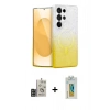 MARSİLYAN™- Galaxy S24 Ultra Kılıf Eksen Minimal Özel Seri - Siyah Polymer Nano Ekran Koruyucu + Gold Bilvis Titan Kamera Lens