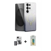 MARSİLYAN™- Galaxy S24 Ultra Kılıf Eksen Minimal Özel Seri - Siyah Polymer Nano Ekran Koruyucu + PVD Metal Kamera Lens - PE