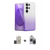 MARSİLYAN™- Galaxy S24 Ultra Kılıf Eksen Minimal Özel Seri - Siyah Vanessa Magic Hayalet Cam + Bilvis Titan Kamera Lens - GD