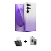 MARSİLYAN™- Galaxy S24 Ultra Kılıf Eksen Minimal Özel Seri - Siyah Vanessa Magic Hayalet Cam + Kamera Lens Koruma Cam - SF