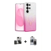 MARSİLYAN™- Galaxy S24 Ultra Kılıf Eksen Minimal Özel Seri - Siyah Vanessa Magic Hayalet Cam + PVD Metal Kamera Lens - DNMR