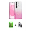 MARSİLYAN™- Galaxy S24 Ultra Kılıf Eksen Minimal Özel Seri - Siyah Vanessa Magic Hayalet Cam + Raze Metal Kamera Lens - GI