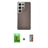 MARSİLYAN™- Galaxy S24 Ultra Kılıf Eksen Prime - Siyah AutoKit 5in1 Fiber Hayalet Polymer Nano Ekran Koruyucu + Raze Metal Kamera Lens - SH