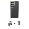 MARSİLYAN™- Galaxy S24 Ultra Kılıf Eksen Prime - Siyah AutoKit 5in1 Fiber Hayalet Polymer Nano Ekran Koruyucu + PVD Metal Kamera Lens - PE