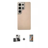 MARSİLYAN™- Galaxy S24 Ultra Kılıf Eksen Prime - Siyah AutoKit 5in1 Fiber Hayalet Polymer Nano Ekran Koruyucu + PVD Metal Kamera Lens - DNMR