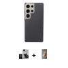 MARSİLYAN™- Galaxy S24 Ultra Kılıf Eksen Prime - Siyah AutoKit 5in1 Fiber Hayalet Polymer Nano Ekran Koruyucu + PVD Metal Kamera Lens - SH