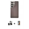 MARSİLYAN™- Galaxy S24 Ultra Kılıf Eksen Prime - Siyah AutoKit 5in1 Fiber Hayalet Polymer Nano Ekran Koruyucu + PVD Metal Kamera Lens - DNMR