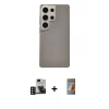 MARSİLYAN™- Galaxy S24 Ultra Kılıf Eksen Prime - Siyah AutoKit 5in1 Fiber Hayalet Polymer Nano Ekran Koruyucu + PVD Metal Kamera Lens - DNMR