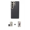 MARSİLYAN™- Galaxy S24 Ultra Kılıf Eksen Prime - Siyah Bilvis 3D Cam Ekran Koruyucu + Bilvis Titan Kamera Lens - DNMR