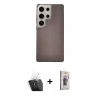 MARSİLYAN™- Galaxy S24 Ultra Kılıf Eksen Prime - Siyah Bilvis 3D Cam Ekran Koruyucu + Kamera Lens Koruma Cam - SF