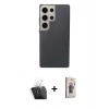 MARSİLYAN™- Galaxy S24 Ultra Kılıf Eksen Prime - Siyah Bilvis 3D Cam Ekran Koruyucu + Kamera Lens Koruma Cam - SF