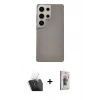 MARSİLYAN™- Galaxy S24 Ultra Kılıf Eksen Prime - Siyah Bilvis 3D Cam Ekran Koruyucu + Kamera Lens Koruma Cam - SF