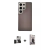 MARSİLYAN™- Galaxy S24 Ultra Kılıf Eksen Prime - Siyah Bilvis Hayalet Cam Ekran Koruyucu + PVD Metal Kamera Lens - DNMR
