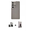 MARSİLYAN™- Galaxy S24 Ultra Kılıf Eksen Prime - Siyah Bilvis Hayalet Cam Ekran Koruyucu + PVD Metal Kamera Lens - DNMR