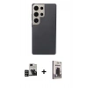 MARSİLYAN™- Galaxy S24 Ultra Kılıf Eksen Prime - Siyah Bilvis Hayalet Cam Ekran Koruyucu + PVD Metal Kamera Lens - DNMR
